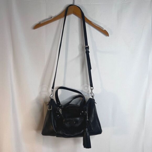 Coach Black Leather Avery Boston Barrel Crossbody HandBag Satchel Purse - Picture 2 of 16